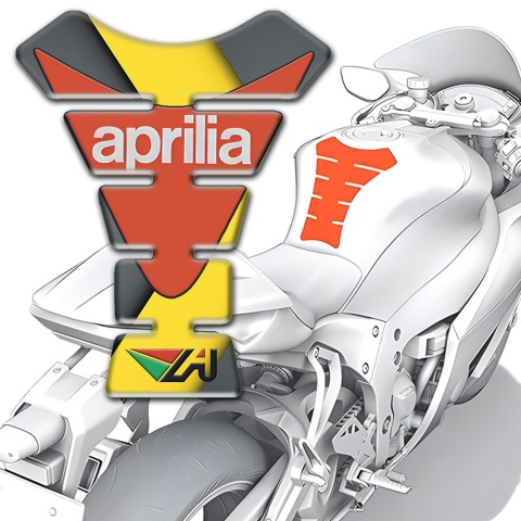 Aprilia Tank Pad Protector Yellow Gray Base Orange Logo Print 