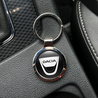 Dacia Key Holder Metal Black Classic White Logo Design