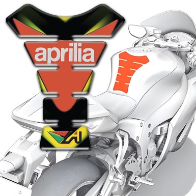 Aprilia Tank Protector Green Yellow Patterns Background Orange Print Logo 