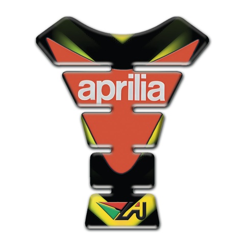 Aprilia Tank Protector Green Yellow Patterns Background Orange Print Logo 