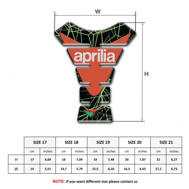 Aprilia Tank Guard Pads Green Spider Web base Orange Logo 