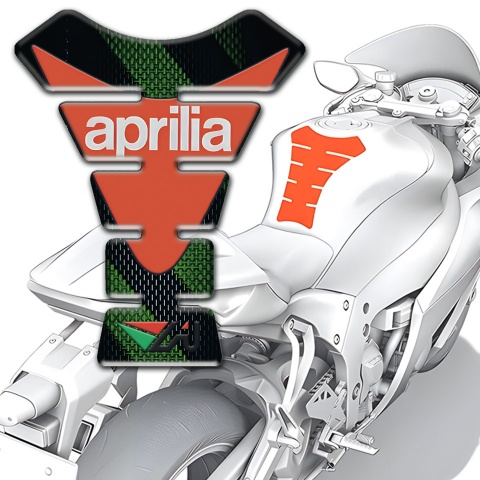 Aprilia Tank Pad Motorbike Black Green Decoration Orange Logo 