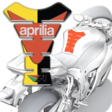 Aprilia Tank Protector Yellow Black Halves Base Orange Logo Print 