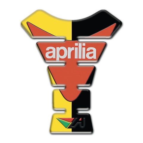 Aprilia Tank Protector Yellow Black Halves Base Orange Logo Print 