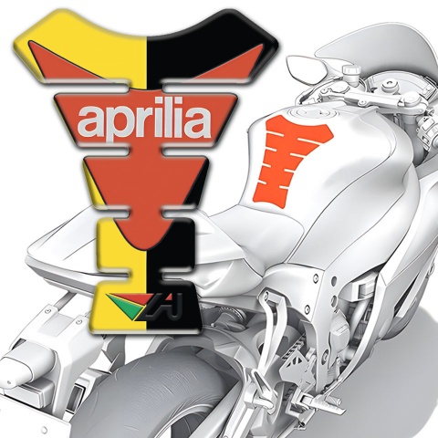 Aprilia Tank Protector Yellow Black Halves Base Orange Logo Print 