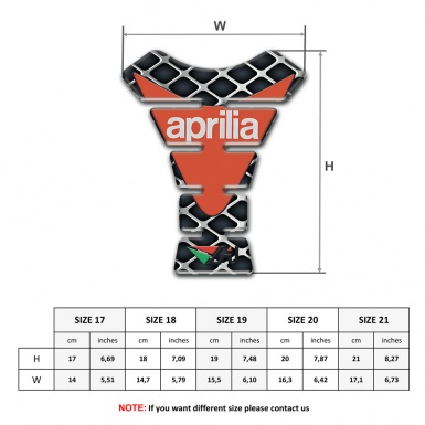 Aprilia Tank Guard Pads Large Mesh Base Orange print Logo 