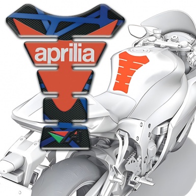 Aprilia Tank Protector Blue Patterns Base Design Orange Logo print 