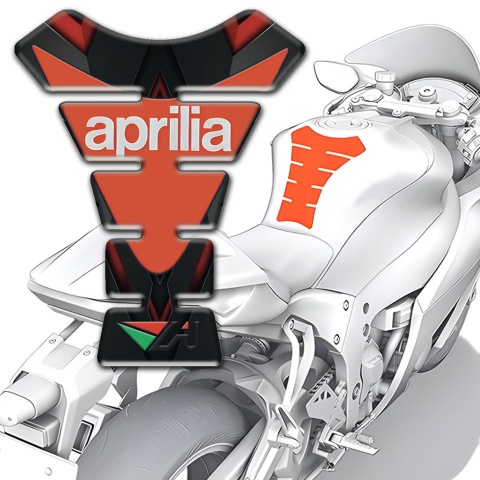 Aprilia Tank Pad Motorbike Anti Slip Sticker with Orange Plate Logo 