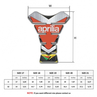 Aprilia Tank Pad Motorbike Silver Yelllow Model with Orange Plate Logo 