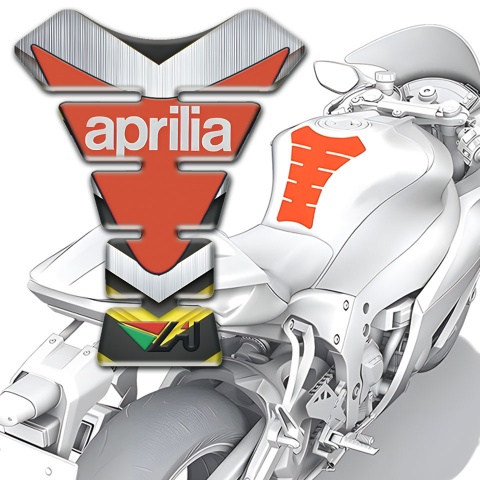 Aprilia Tank Pad Motorbike Silver Yelllow Model with Orange Plate Logo 