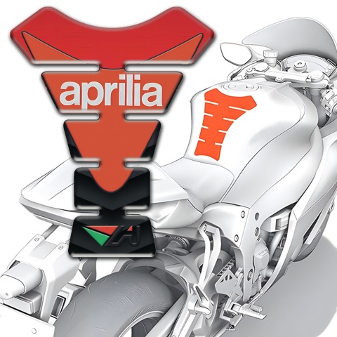 Aprilia Tank Protector Orange Logo Red Black Base 