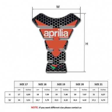 Aprilia Tank Protector Orange Plate Logo and Perforated Steel Base 