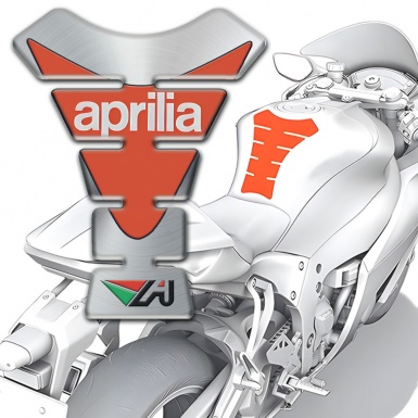 Aprilia Tank Pad Motorbike Silver with Orange Logo Version 