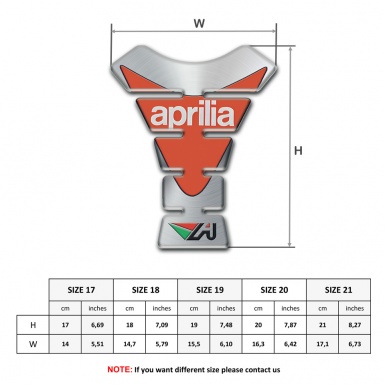 Aprilia Tank Pad Motorbike Silver with Orange Logo Version 