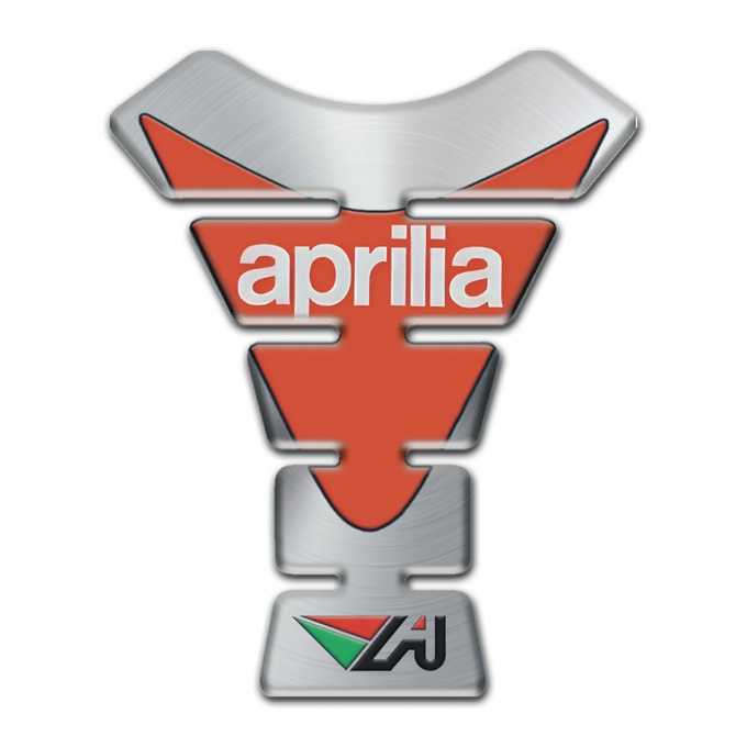 Aprilia Tank Pad Motorbike Silver with Orange Logo Version 