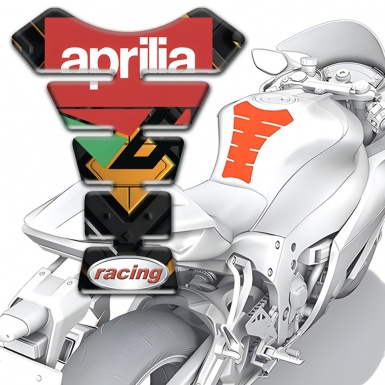 Aprilia Tank Pad Motorbike Yellow Rhombus Background Racing Logo 