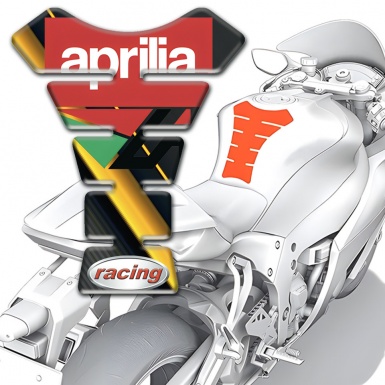 Aprilia Tank Pad Motorbike Diagonal Yellow Band base Racing Style 
