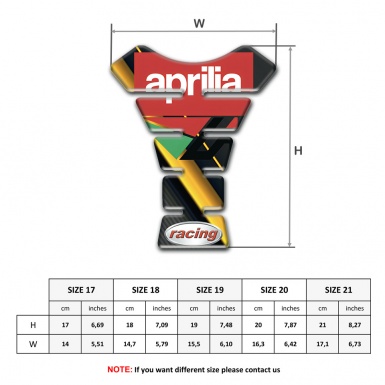 Aprilia Tank Pad Motorbike Diagonal Yellow Band base Racing Style 