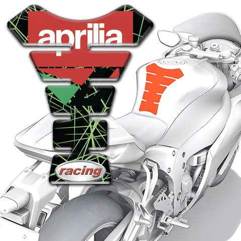 Aprilia Tank Pad Motorbike Green Spider Web Design Racing Style 