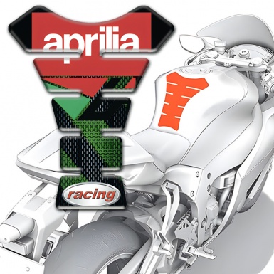 Aprilia Tank Pad Protector Black Green Bands Design with Racing Logo 
