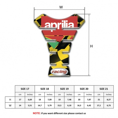 Aprilia Tank Pad Protector Yellow Black Flag Base Racing logo 