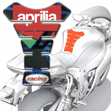 Aprilia Tank Fuse Black with Blue Patterns Base Racing Logo 
