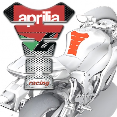 Aprilia Tank Pad Motorbike Silver Black base Racing Style 