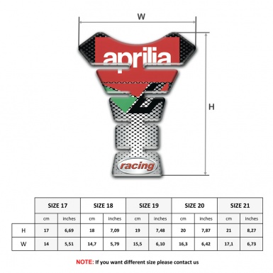 Aprilia Tank Pad Motorbike Silver Black base Racing Style 