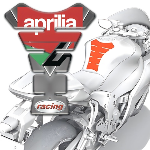 Aprilia Tank Fuse Gray Base wuith White Stripe Racing Logo 