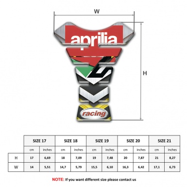Aprilia Tank Pad Motorbike Silver Yellow Print Racing logo