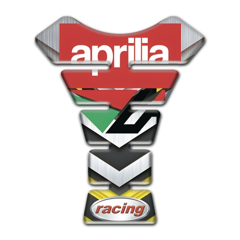 Aprilia Tank Pad Motorbike Silver Yellow Print Racing logo