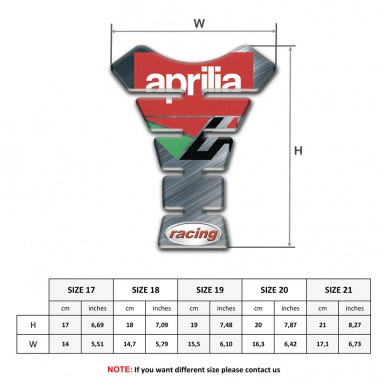 Aprilia Tank Pad Protector Polished Surface Design Racing Style