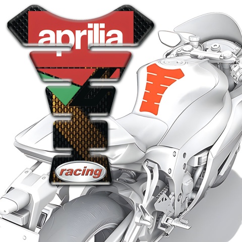 Aprilia Tank Guard Pads Black Brown Print Racing Style 