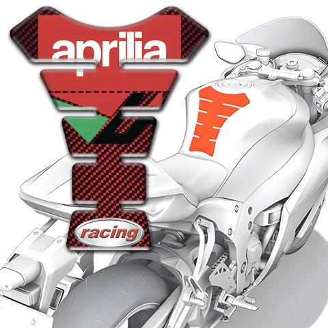 Aprilia Tank Fuse Red Carbon base Racing Logo 