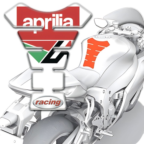Aprilia Tank Protector White Base racing Logo 