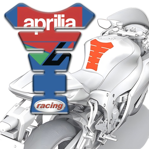 Aprilia Tank Guard Pads Blue Base Red White Logo 