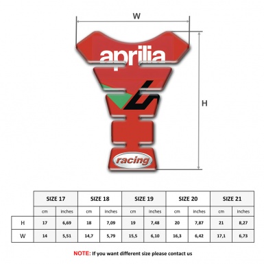 Aprilia Tank Pad Protector Red Base White Logo 