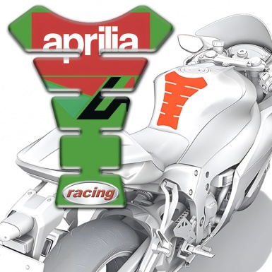 Aprilia Tank Pad Motorbike Green Base Red White Logo 