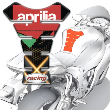 Aprilia Tank Pad Protector Orange Crossed Lights Design Racing Style 