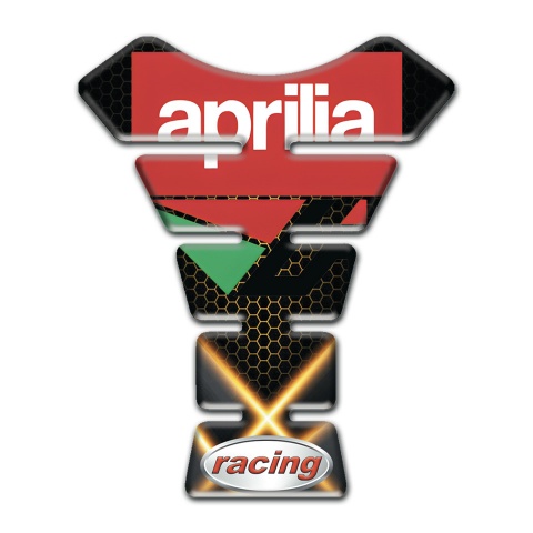 Aprilia Tank Pad Protector Orange Crossed Lights Design Racing Style 