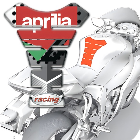 Aprilia Tank Protector Perforated Surface Effect Red White Logo 