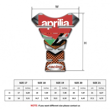 Aprilia Tank Pad Protector Copper Gray Colors Design Red White Logo 