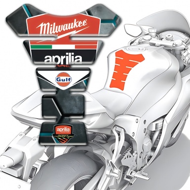 Aprilia  Tank Guard Pads Gray 3D Figures Design Milwaukee Style 