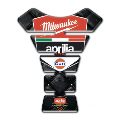 Aprilia Tank Protector Black Leather effcet Milwaukee Logo 
