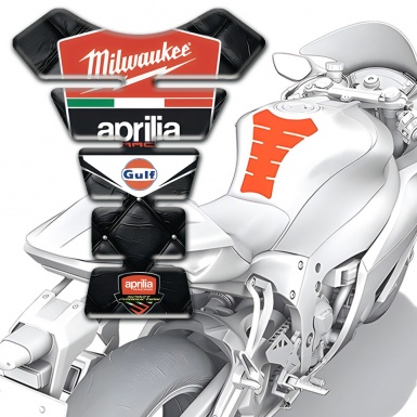 Aprilia Tank Protector Black Leather effcet Milwaukee Logo 