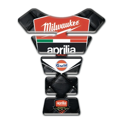 Aprilia Tank Protector Black Leather effcet Milwaukee Logo 