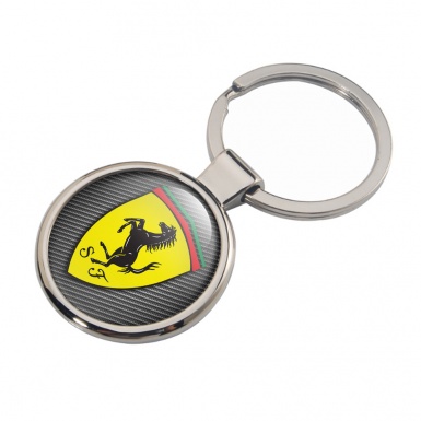 Ferrari Key Fob Metal Dark Carbon Yellow Shield Design