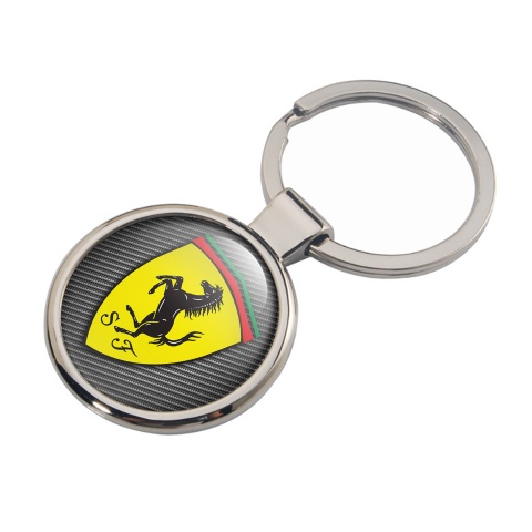 Ferrari Key Fob Metal Dark Carbon Yellow Shield Design