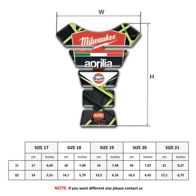 Aprilia Tank Protector Green Lines Decoration Milwaukee Logo 