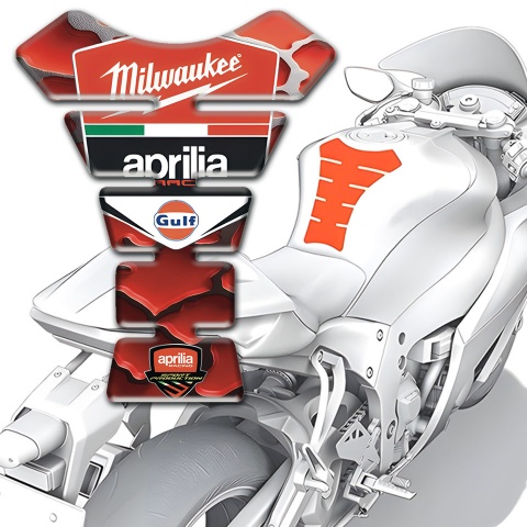 Aprilia Tank Pad Protector Red Clouds Effect Milwaukee Style 